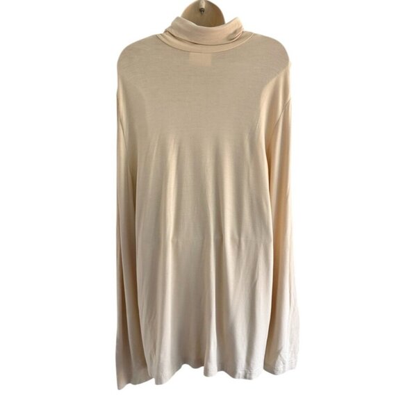 Vintage Geiger Collections Woman's Sz 42 (XL)  Beige Turtleneck Tunic Top - Picture 3 of 7